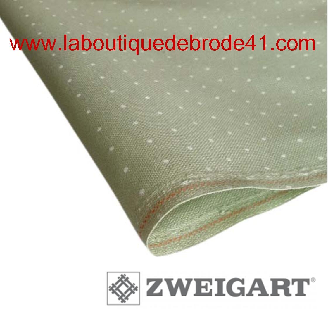 Toile a broder zweigart murano 3984 12 6 fils mini dots vert 6349