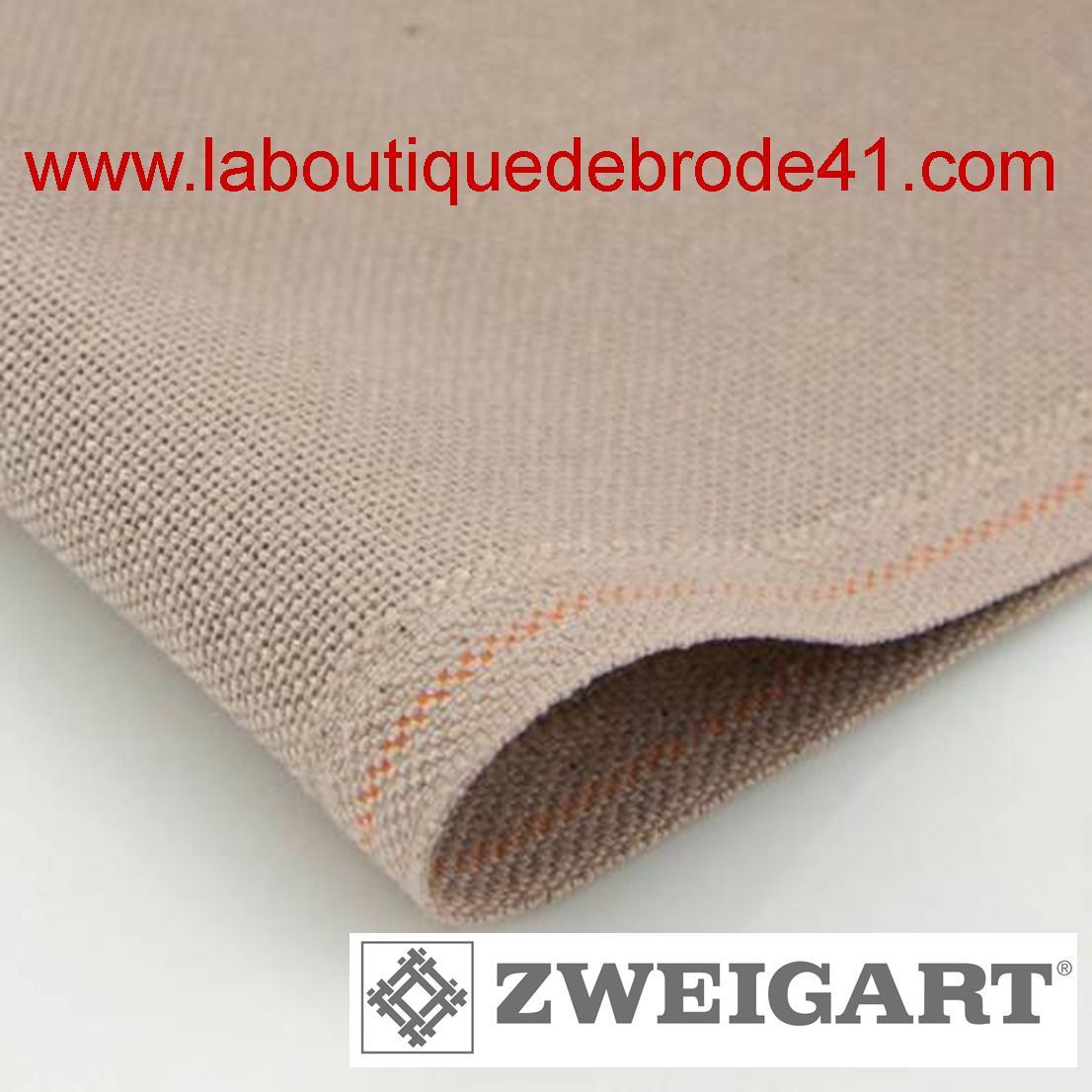 Toile a broder zweigart murano 3984 12 6 fils taupe 3021