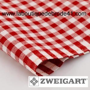 Toile a broder zweigart murano carre 7663 12 6 fils 9219 rouge