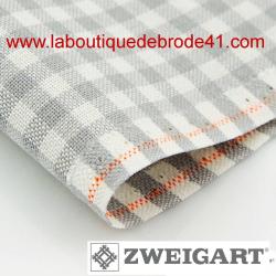 Toile à Broder Zweigart Murano Carré 7663 12,6 Fils Gris 7249