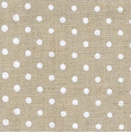 Toile edinburgh 14 fils fond naturel a pois blancs 5379