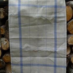 Torchon Lin Naturel à Rayures Bleues 82x55 cm