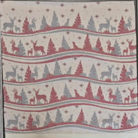 Torchon a broder cuisine alaska motifs sapin bleu gris et rouge 1