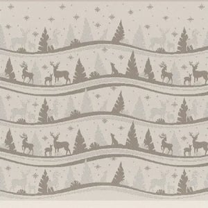 Torchon a broder cuisine alaska motifs sapin et renne beige et marron
