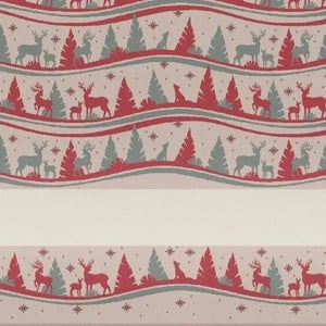 Torchon a broder cuisine alaska motifs sapin et renne vert et rouge