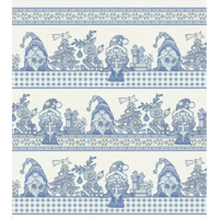 Torchon a broder cuisine nisser motifs gnomes bleu lurex