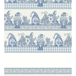 Torchon a broder cuisine nisser motifs gnomes bleu lurex