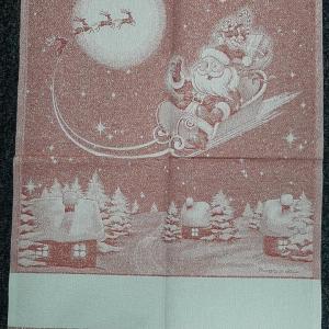 Torchon a broder cuisine pere noel rouge irise or bande aida 6 pts