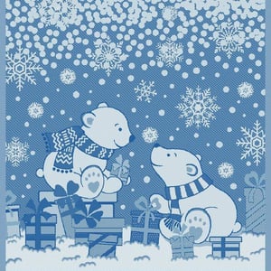 Torchon a broder cuisine polar ours bleu