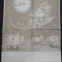 Torchon de noel a broder brillant aida avec fil lurex or