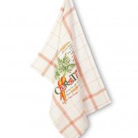 Torchon en lin a broder montmartre fond blanchi a rayures oranges 84x56 cm 2