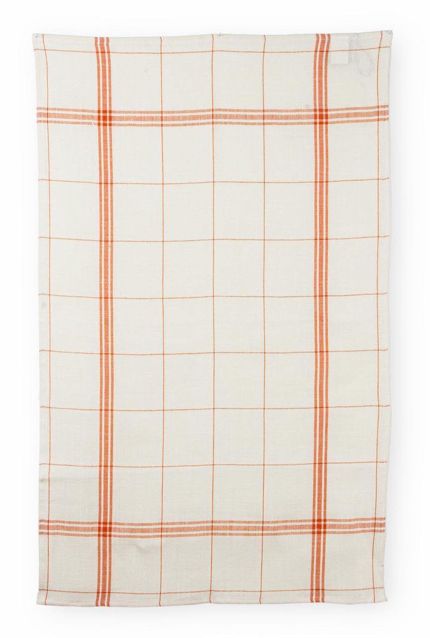 Torchon en lin a broder montmartre fond blanchi a rayures oranges 84x56 cm 4