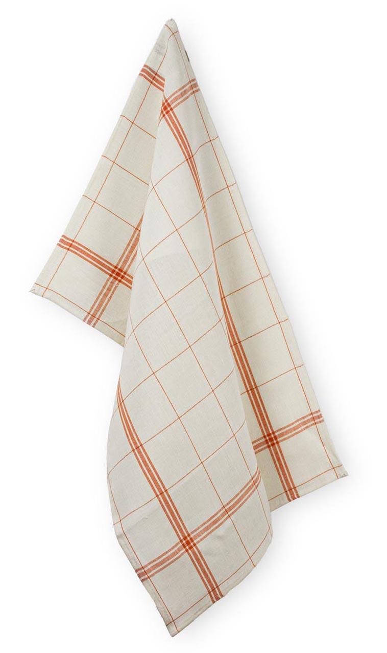 Torchon en lin a broder montmartre fond blanchi a rayures oranges 84x56 cm 5