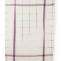 Torchon en lin a broder montmartre fond blanchi a rayures parmes 84x56 cm