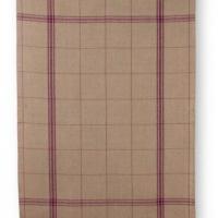 Torchon en lin a broder montmartre fond naturel a rayures parmes 84x56 cm