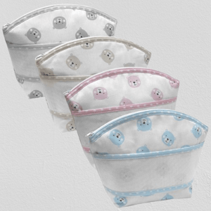 Trousse de toilette bebe a broder motif ours gris