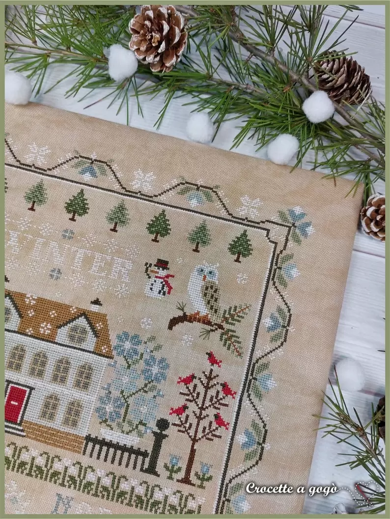 Winter sampler fiche de point de croix crocette a gogo 2