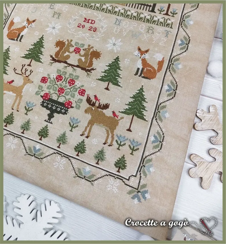 Winter sampler fiche de point de croix crocette a gogo 4